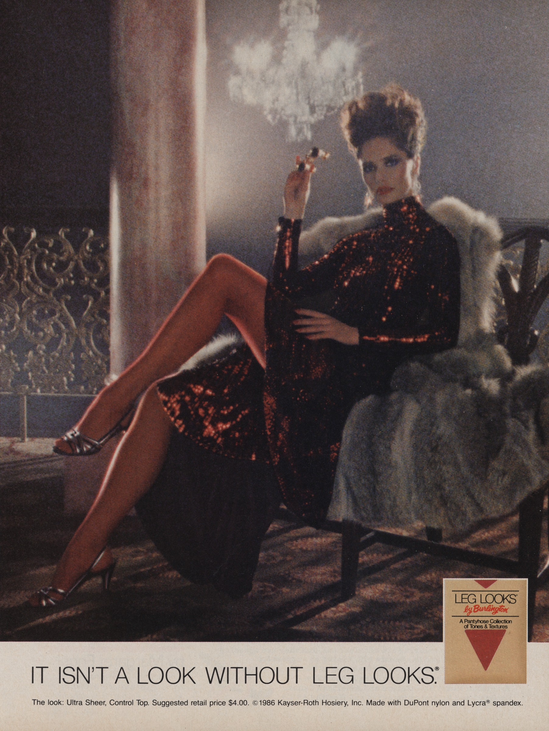 1983 Burlington Pantyhose Stockings Tights Sexy Legs Vintage Print Ad 1980s