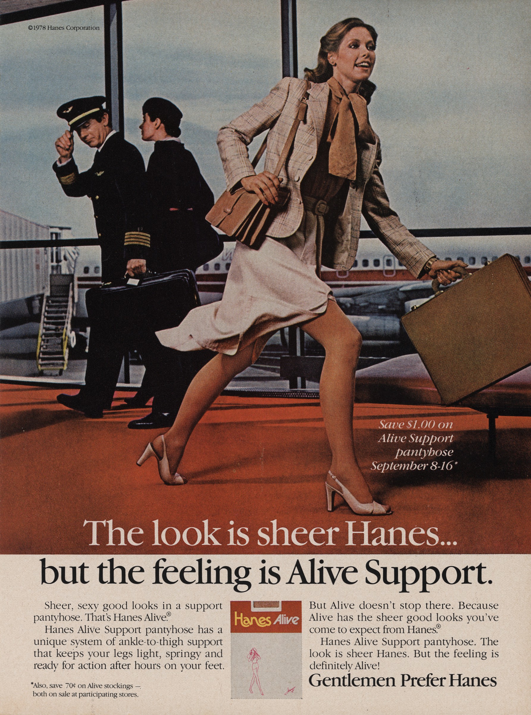 Hanes 1980s Print Advertisement Ad 1984 Alive Pantyhose Boat