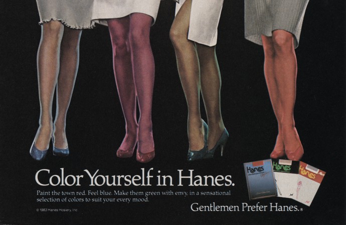 Designed for sheer beauty: Hanes Seamless Stockings ad 1945 by Bobri